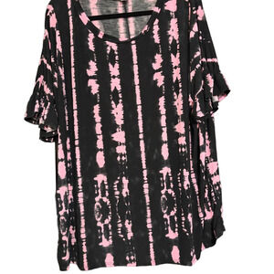 Sew in Love Pink and Black Tie-Dye Women's Top